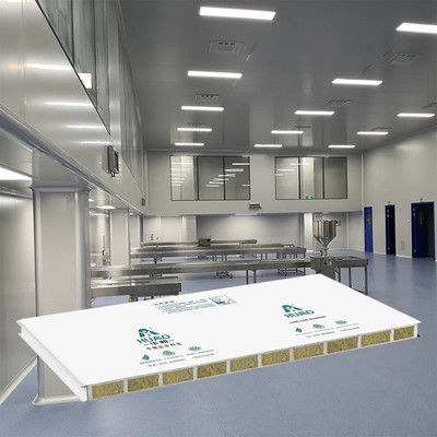 Beli Modular Cleanroom Sandwich Wall Panel dan Walkable Panel untuk Makanan Farmasi Workshop Clean Room 50mm Rockwool online manufacture
