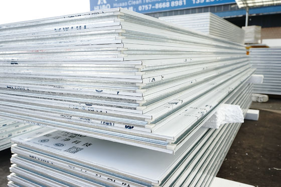 Isolasi termal Panel Sandwich Rock Wool Clean Room Panel A1 tahan api